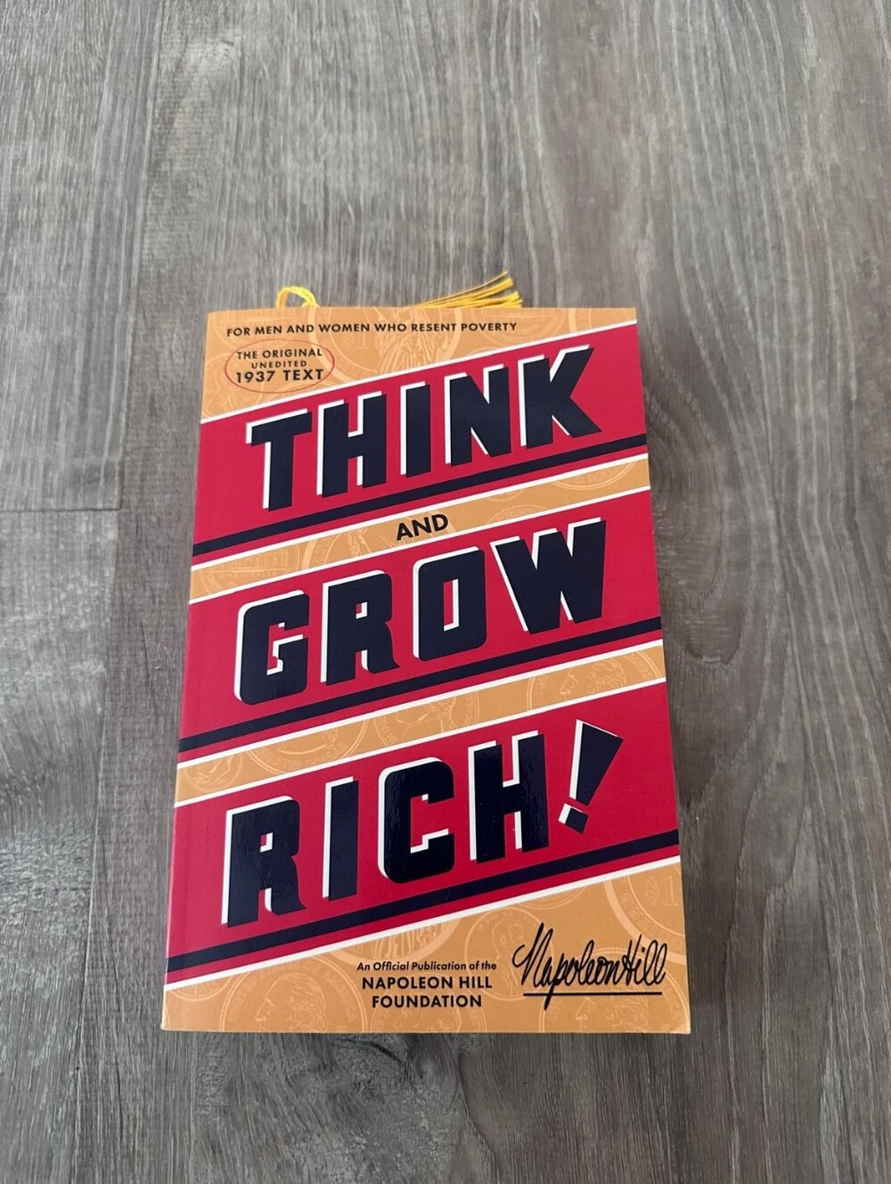 Think and Grow Rich! Paperback Book - Red and Tan Cover
